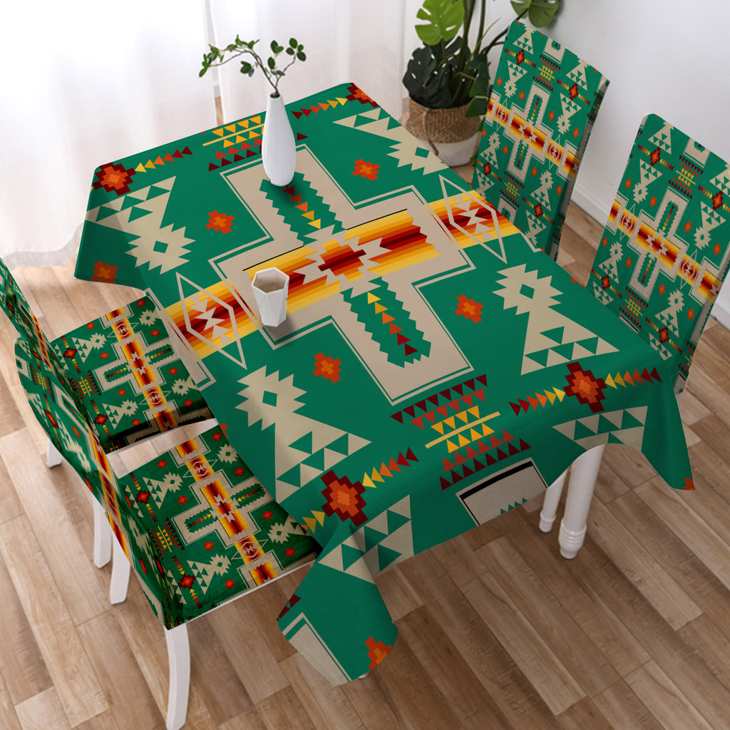 GB-NAT00062-08 Green Tribe Design Native American Tablecloth