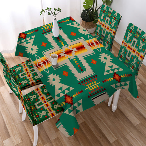 GB-NAT00062-08 Green Tribe Design Native American Tablecloth