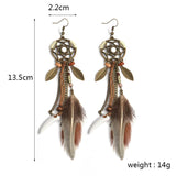Dreamcatcher Feather Drop Tassel Earrings - ProudThunderbird