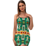 Powwow Store gb nat00062 08 light green tribe design fitted slip dress