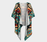 Tribe Blue Pattern Native American Draped Kimono