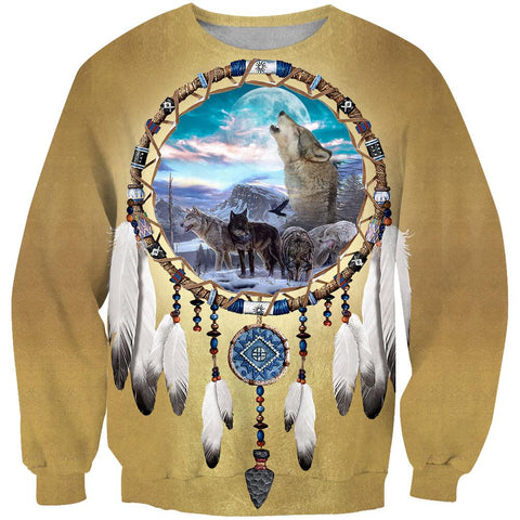 Dreamcatcher Wolf Native American 3D Sweatshirt - Powwow Store