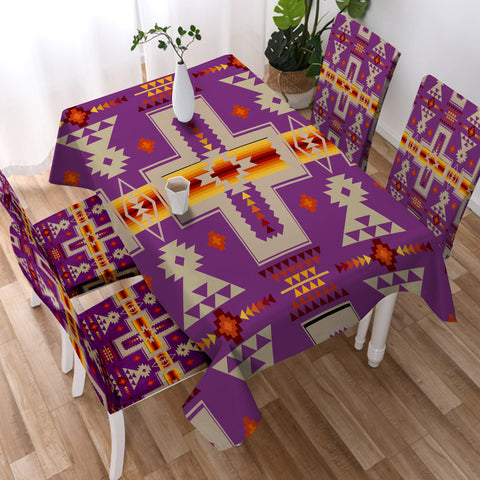 GB-NAT00062-07 Light Purple Tribe Design Native American Tablecloth