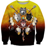 Wolves Warriors Native American Design 3D Sweatshirt - Powwow Store