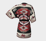 Ethnic Tribal Red Brown Pattern Native American Kimono Robe
