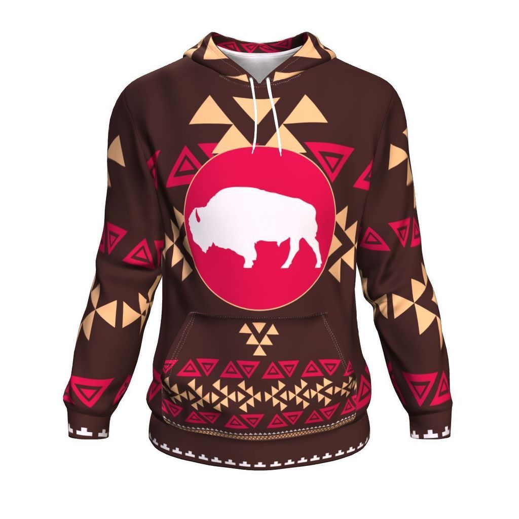 Native American Buffalo Element Pull Over Hoodies