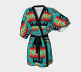 Blue Native Tribes Pattern Native American Kimono Robe - Powwow Store