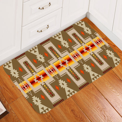 GB-NAT00062-10 Light Brown Tribe Design Native American Doormat