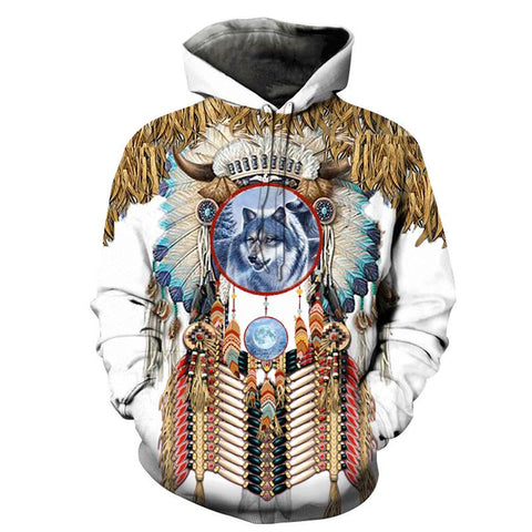 Wolf Dreamcatcher All Over Hoodie no link - Powwow Store