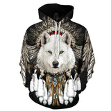 White Wolf Chief Native American All Over Hoodie - Powwow Store