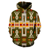 NAT00062- 3HOO12 Dark Green Tribe Design Native American All Over Hoodie