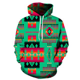 Powwow Store nat00046 3hoo 05 light green native tribes pattern native american all over hoodie