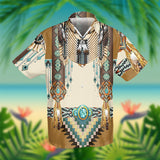 GB-NAT00059 Brown Pattern Breastplate Native American Hawaiian Shirt 3D