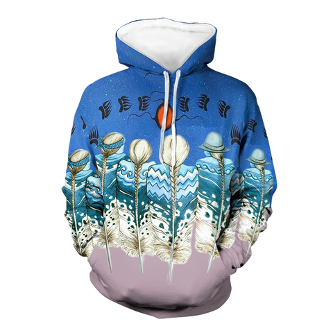 Powwow StoreGBNAT0020402 Feather Girls Native 3D Hoodie