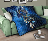 Blue Galaxy Dreamcatcher Native American Premium Quilt - ProudThunderbird