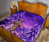 Powwow Store gb nat003515 native girl and wolf purple premium quilt