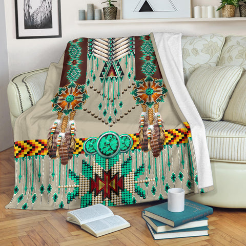 Powwow Store gb nat00069 02 green pattern breastplate blanket