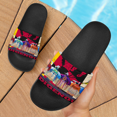 GB-NAT00616 Native American Indigenous  Slide Sandals
