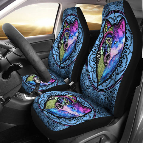 2 Faces Wolves Native American Pride Car Seat Covers - ProudThunderbird