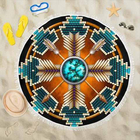 Mandala Blue Native American Design Beach Blanket - Powwow Store