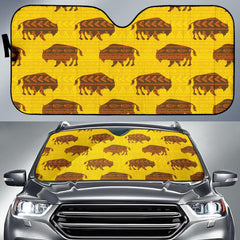 Yellow Bison Pattern Native American Auto Sun Shades no link - Powwow Store