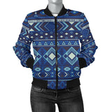 Powwow StoreGBNAT00407 Navy Pattern Native Women's Bomber Jacket