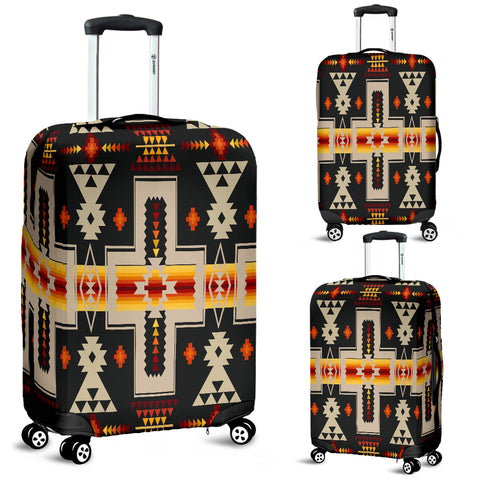 GB-NAT00062-01 Black Tribe Design Native American Luggage Covers