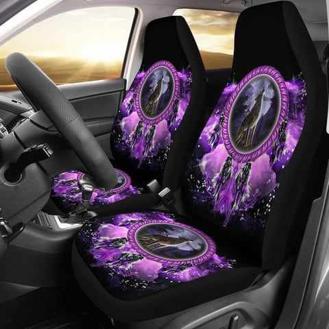 GB-NAT00564 Howling Wolf Dream Catcher Car Seat Cover