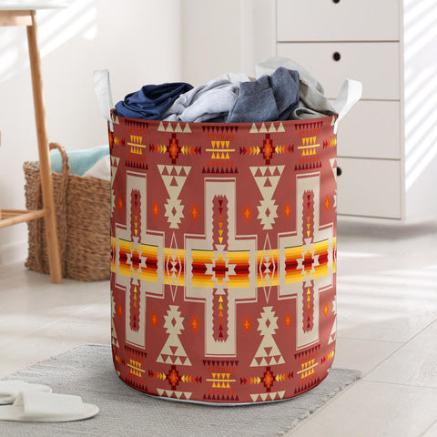 GB-NAT00062-11 Tan Tribe Design Laundry Basket