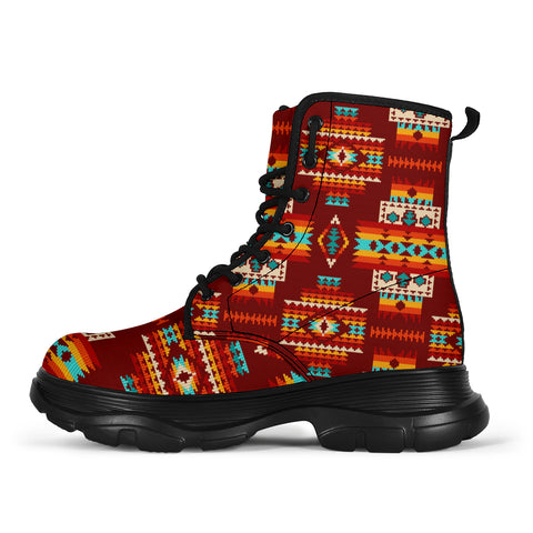 GB-NAT00402-02 Red Pattern Native Chunky Boot