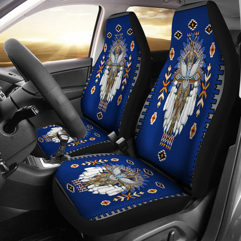 Powwow StoreCSA00011 Pattern Blue Headdress Car Seat Cover