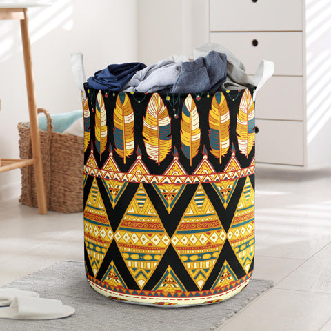 Powwow Store gb nat00589 feather yellow native laundry basket