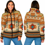 Powwow StoreGBNAT00559 Yellow Native Pattern Women's Padded Hooded Jacket New