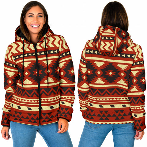 GB-NAT00521 Seamless Ethnic Pattern Women's Padded Hooded Jacket
