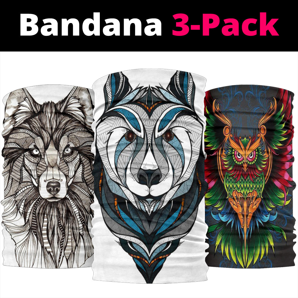 3D Animal Design Bandana 3-Pack NEW