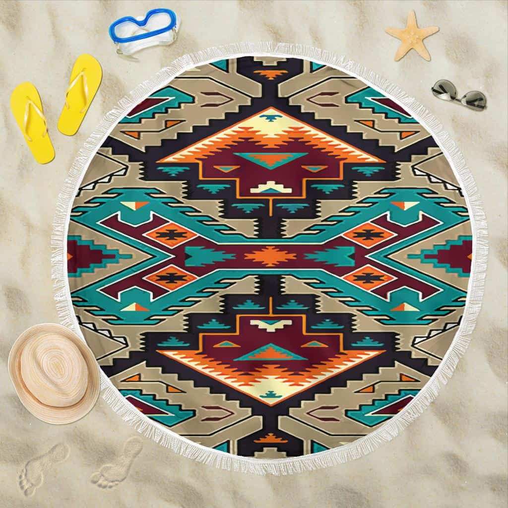 Tribe Blue Pattern Native American Pride Beach Blanket - Powwow Store