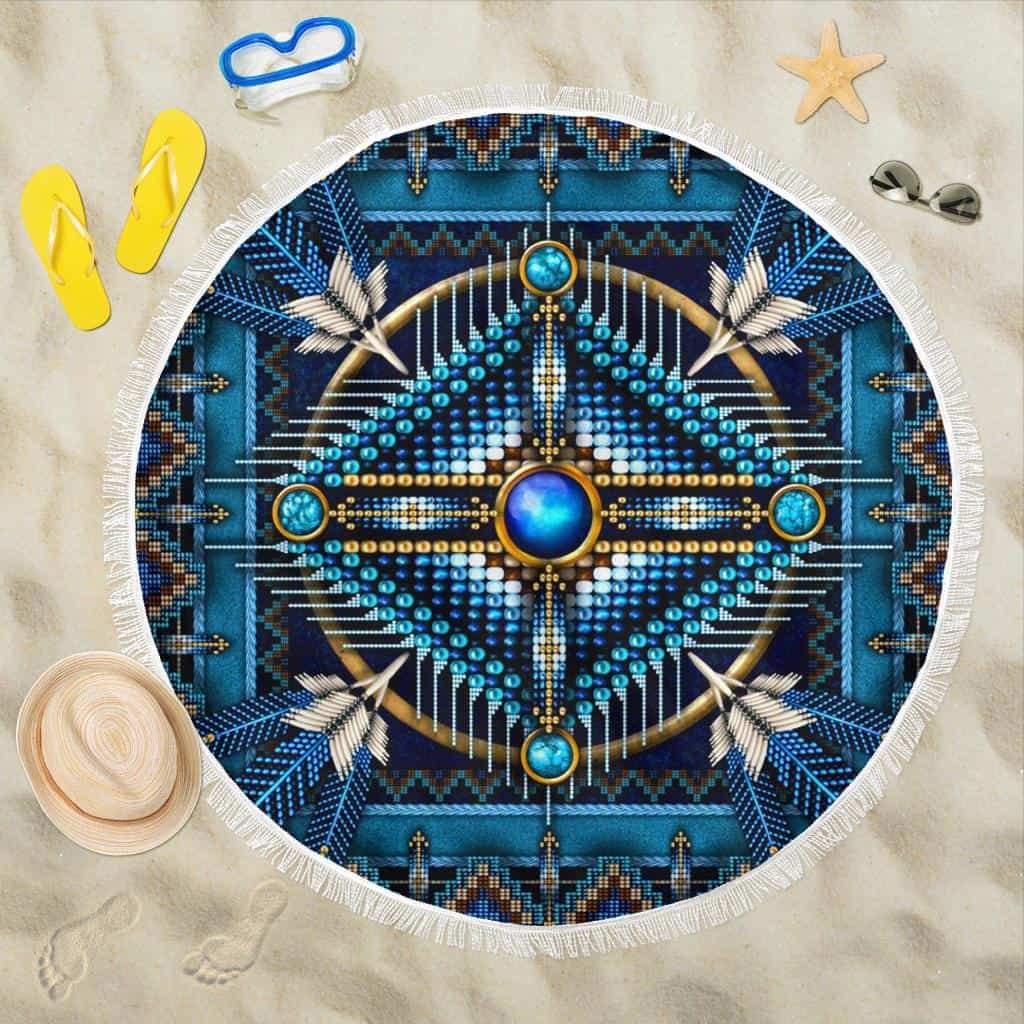 Mandala Blue Native American Pride Beach Blanket - Powwow Store