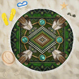 Mandala Green Native American Pride Beach Blanket - Powwow Store