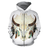 Mandala White Bison Native American All Over Zip-Up Hoodie - Powwow Store