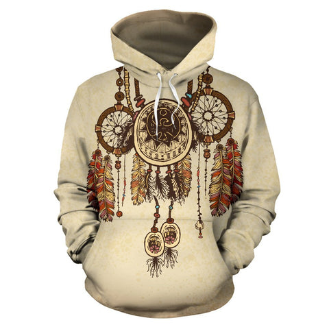 Native American Dreamcatcher Bison Feather All Over Hoodie no link - Powwow Store