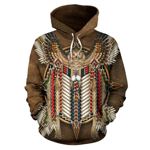 Golden Owl Breastplate Native American All Over Hoodie - Powwow Store