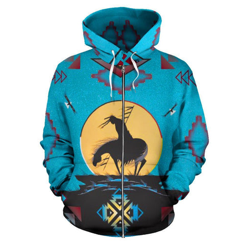 Trail Of Tear Native American Design 3D Blue Zipper Hoodie - Powwow Store