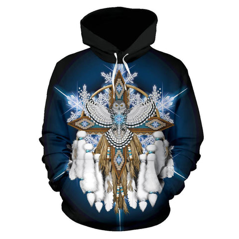 Snowvy Owl Mandala Native American All Over Hoodies - Powwow Store