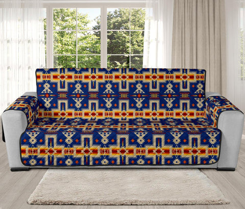 Native American Tribe Navy Pattern 78' Chair Sofa Protector - Powwow Store