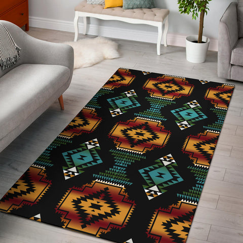 GB-NAT00321 Native American Patterns Black Red Area Rug