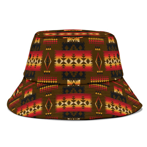 GB-NAT00046-08 Brown Native Tribes Pattern Bucket Hat