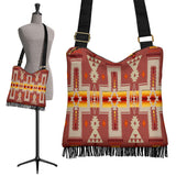 GB-NAT00062-11 Tan Tribe Design Native American Crossbody Boho Handbag