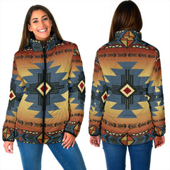 Powwow StoreGBNAT0005701 Southwest Blue  Women's Padded Jacket