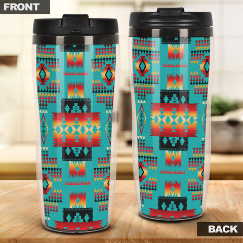 GB-NAT00046-01 Blue Native Tribes Pattern Reusable Coffee Cup