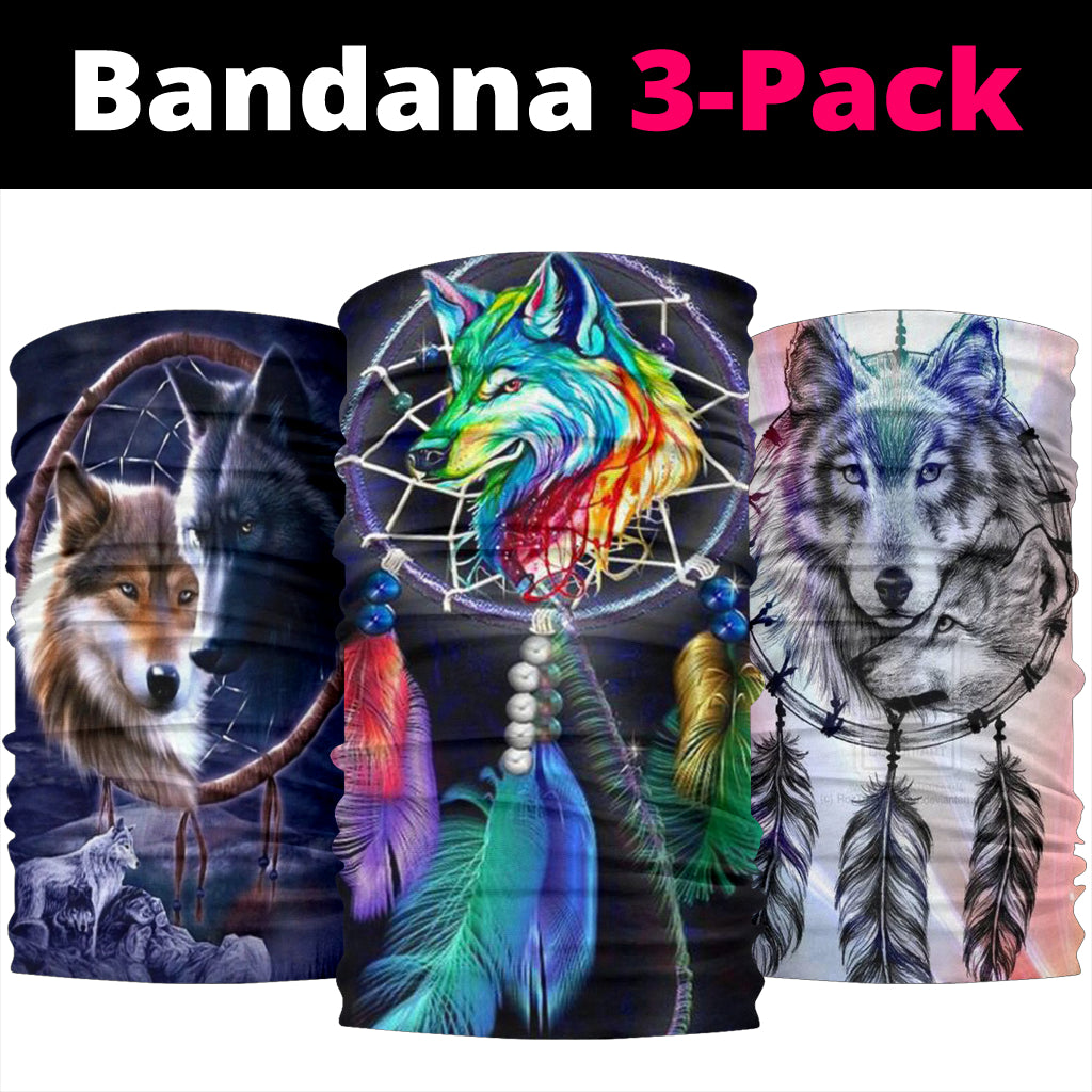 Wolfs Art 3D Print Bandana 3-Pack NEW